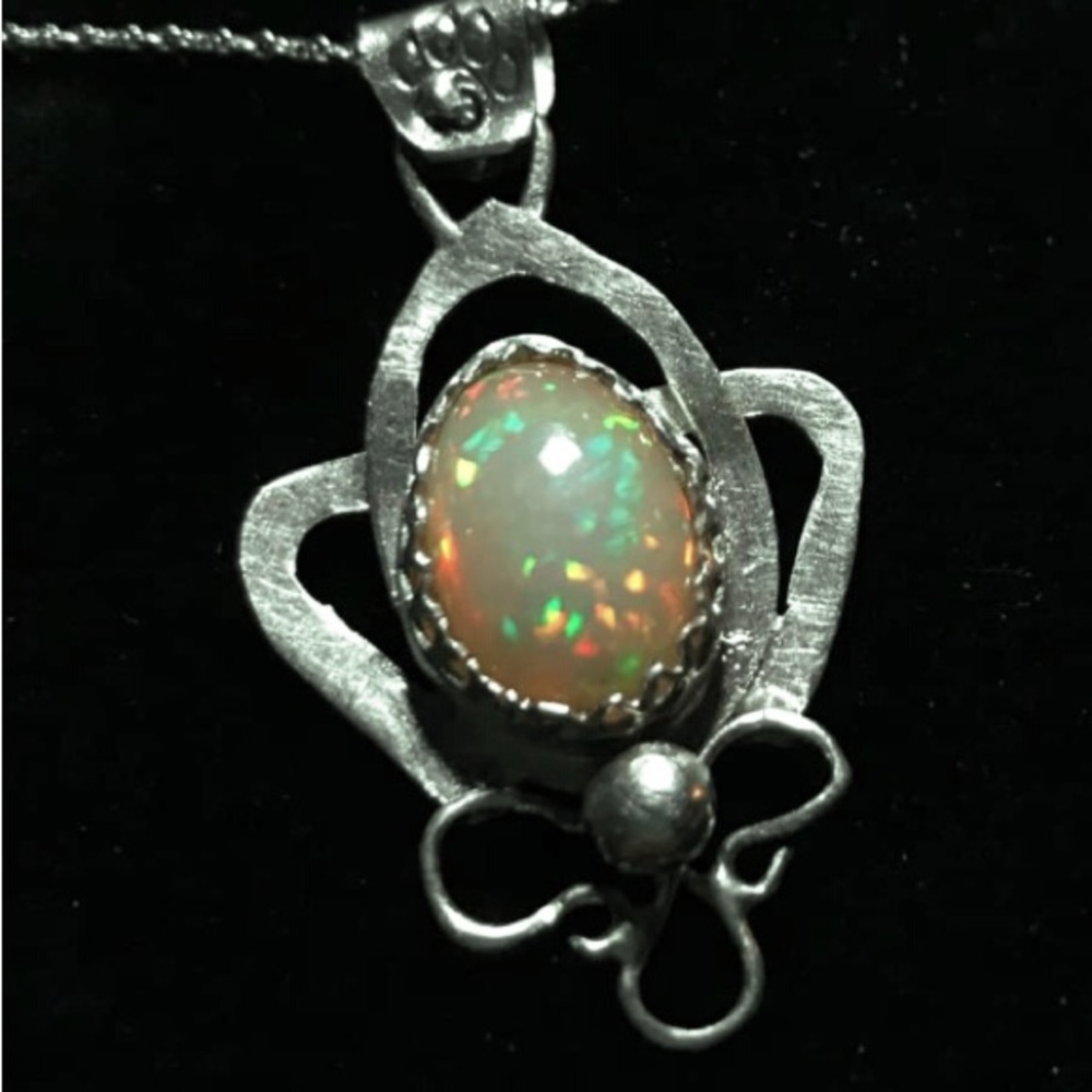 Silver opal pendant